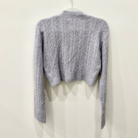 Astr The Label Long Sleeve Knot Front Cropped Knit Sweater Lilac Women's Size M - Picture 3 of 5